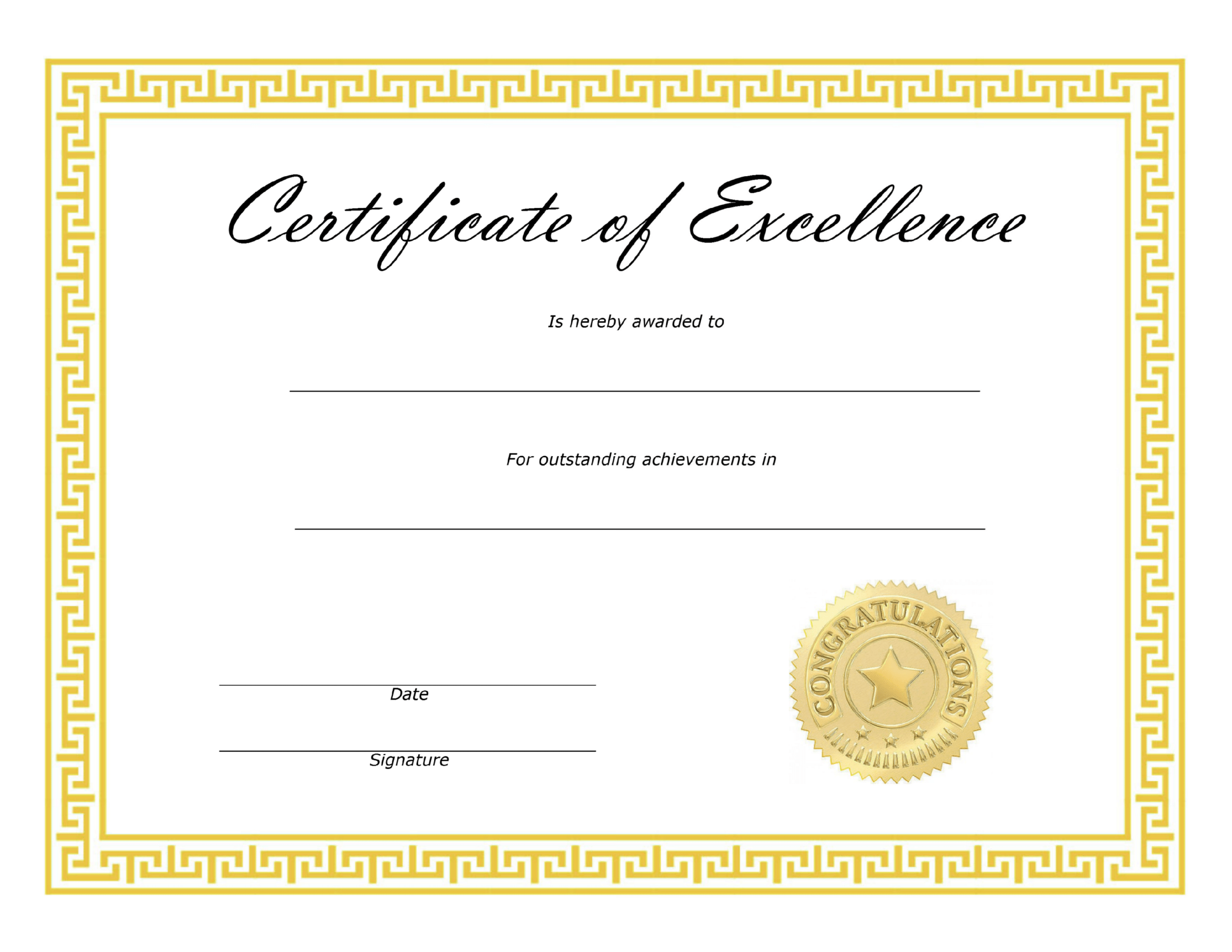 ❤️ Free Sample Certificate Of Excellence Templates❤️ with regard to Certificate Of Excellence Template Free Download