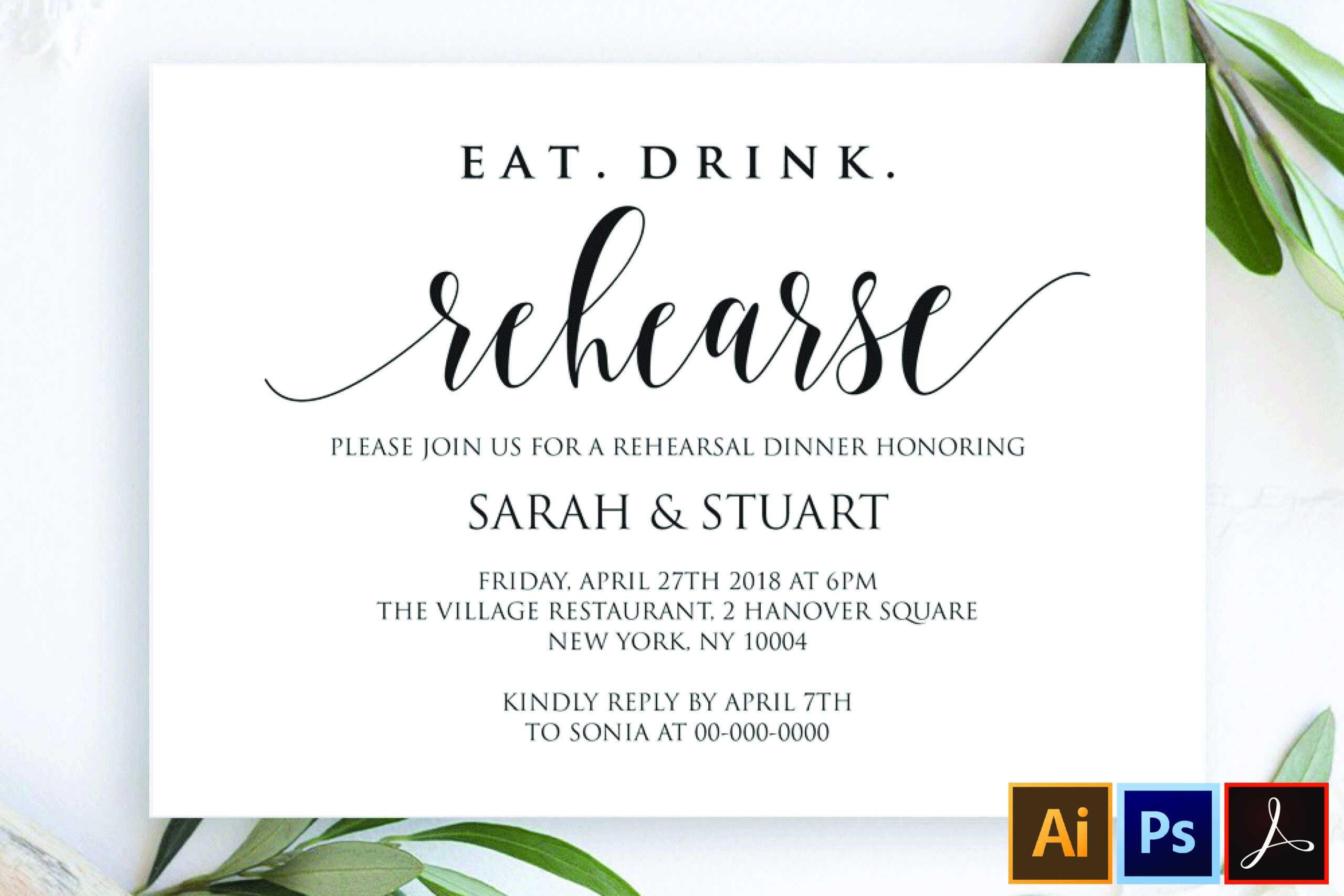 Eat Drink Rehearse Rehearsal Dinner Invitation Template Intended For Frequent Diner Card Template