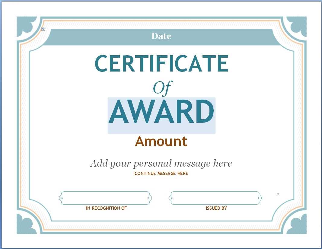 Editable Award Certificate Template In Word #1476 Throughout for Blank Award Certificate Templates Word