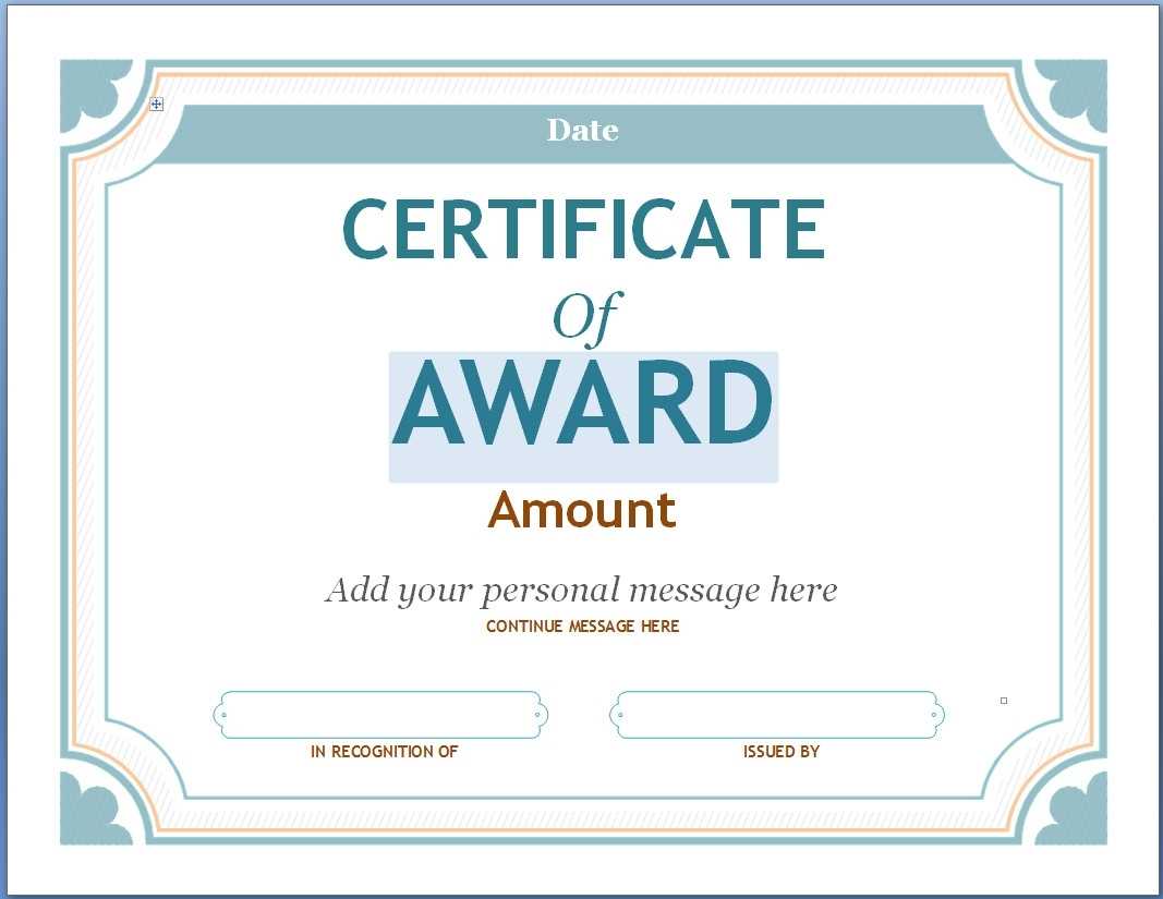 Editable Award Certificate Template In Word #1476 Throughout In Word Certificate Of Achievement Template