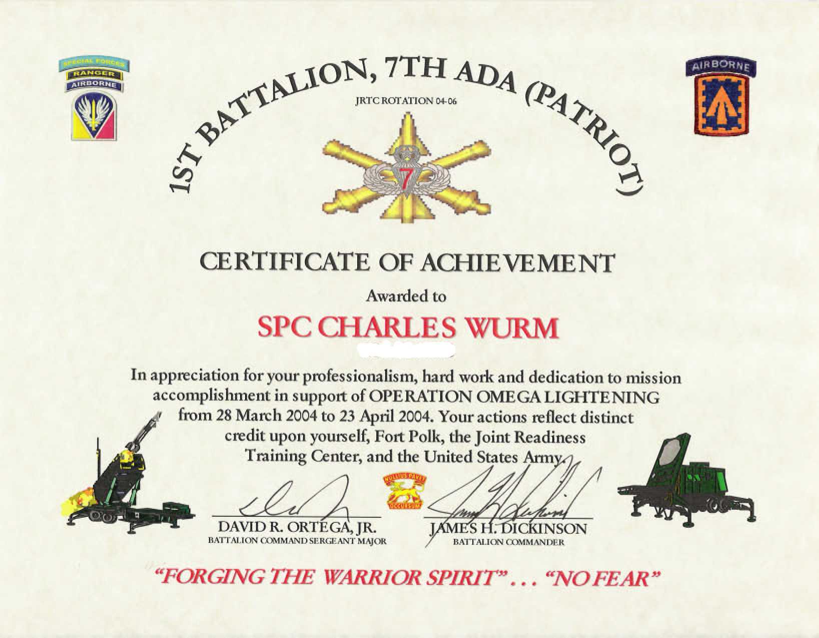 Education / Awards Intended For Army Certificate Of Appreciation Template