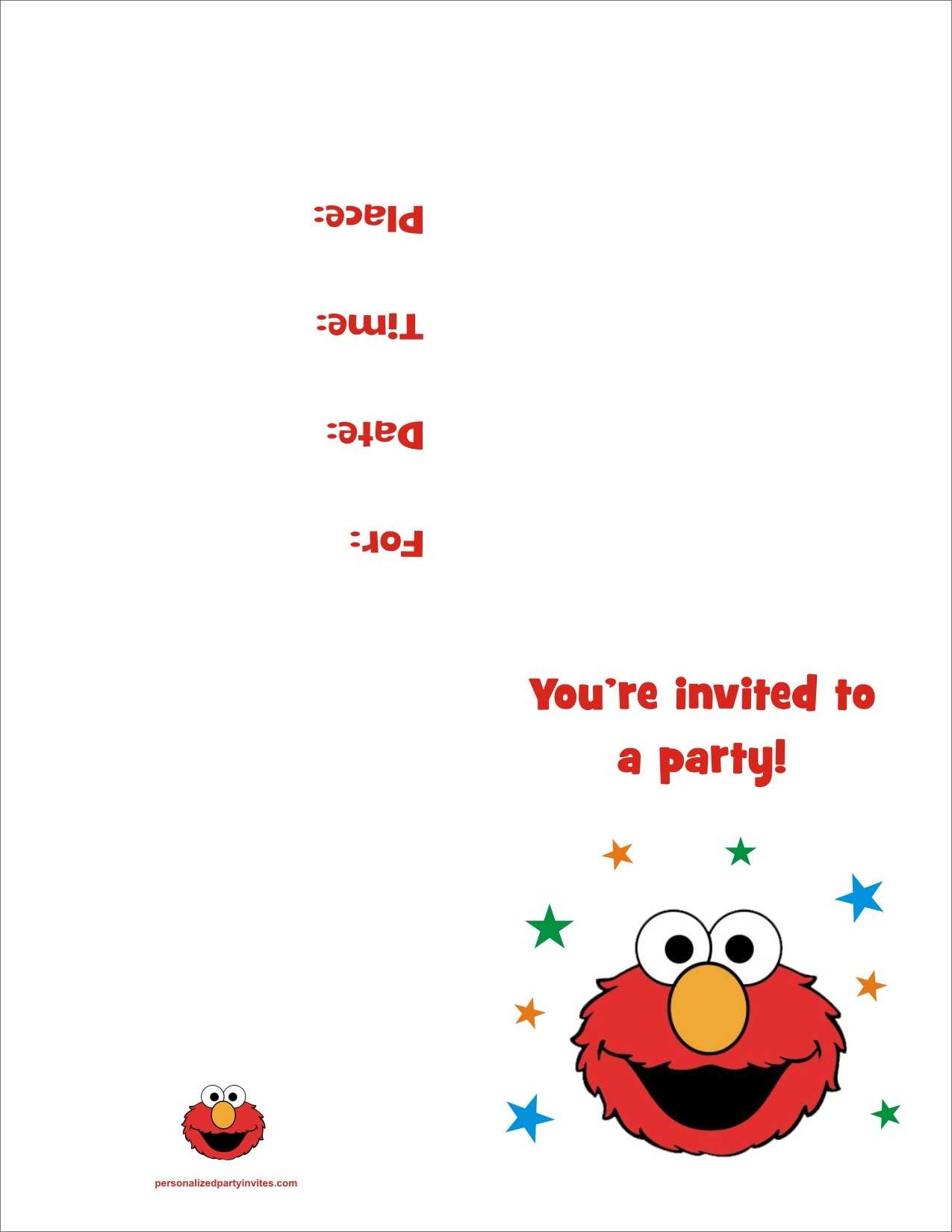 Elmo Free Printable Birthday Party Invitation Personalized Within Elmo Birthday Card Template