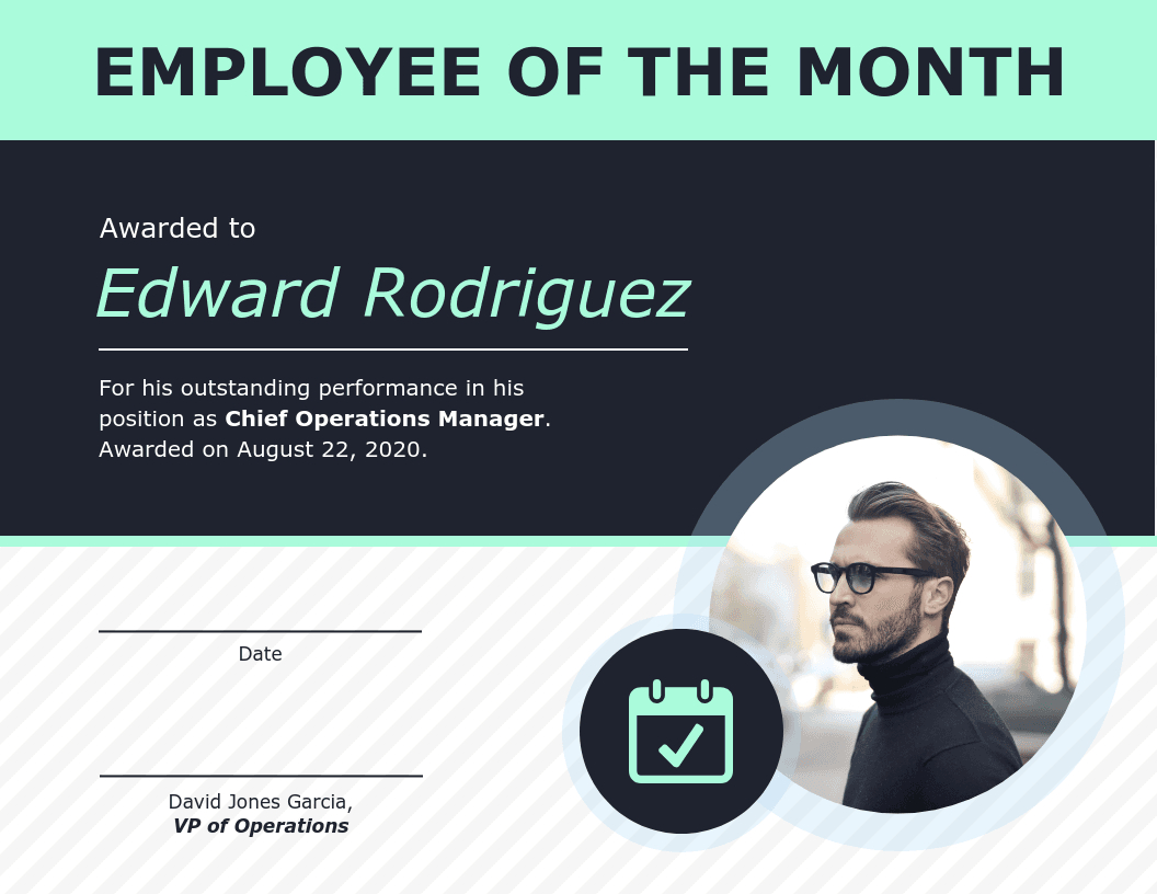 Employee Of The Month Certificate Of Recognition Template With Employee Of The Month Certificate Template With Picture