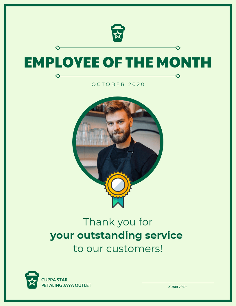 Employee Of The Month Certificate Template Pertaining To Employee Of The Month Certificate Template