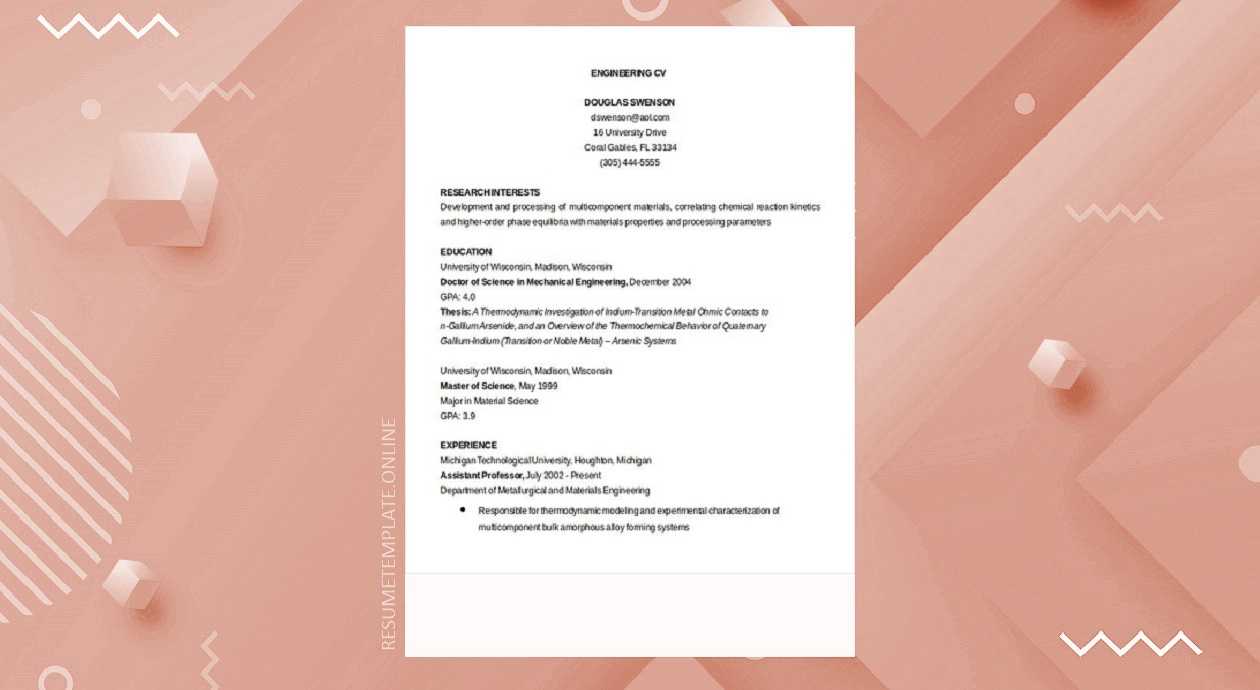 Engineering Resume Template – Simple Resume Template Free For Engineering Brochure Templates Free Download