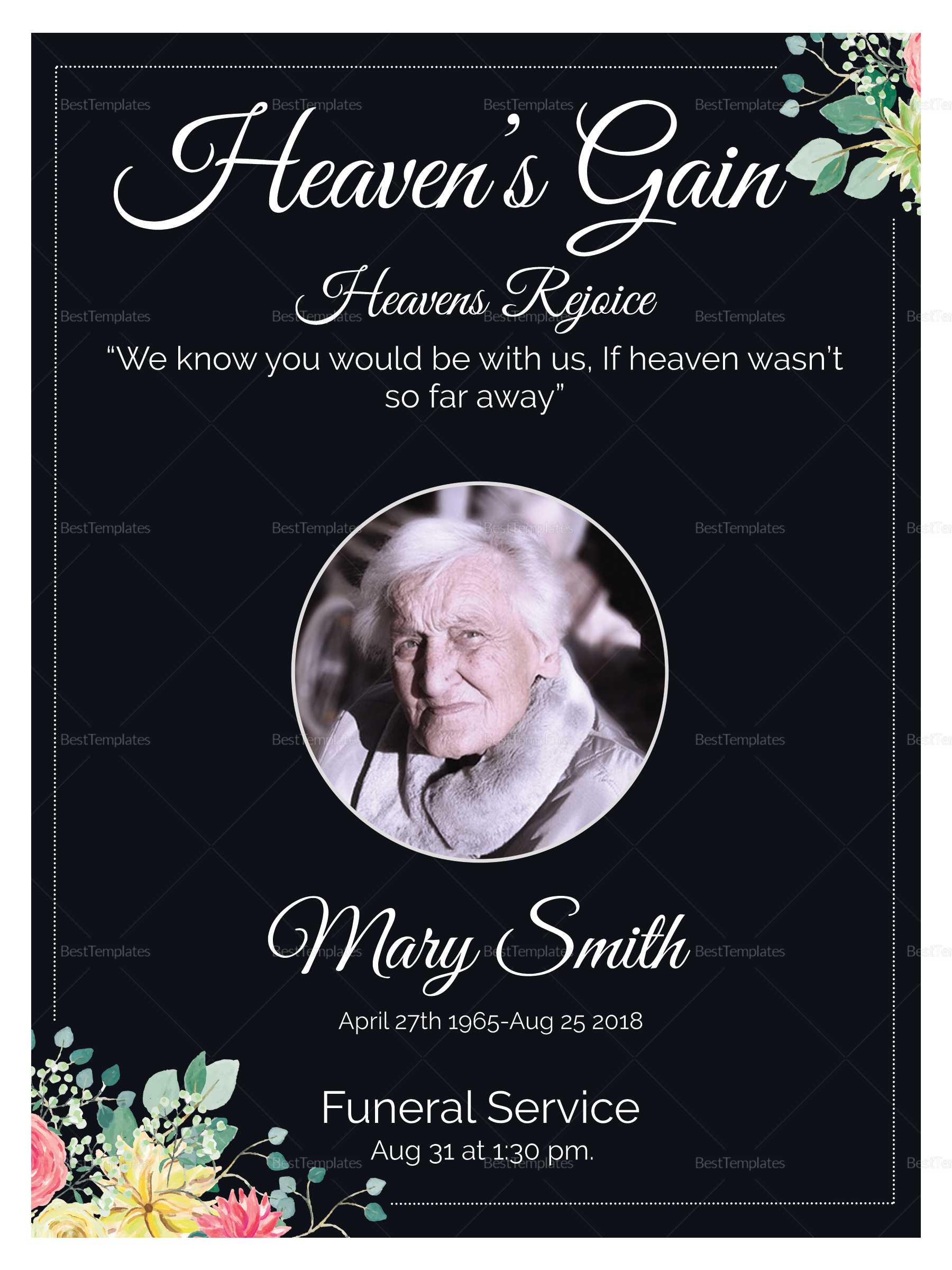 Eulogy Funeral Invitation Card Template Regarding Funeral Invitation Card Template