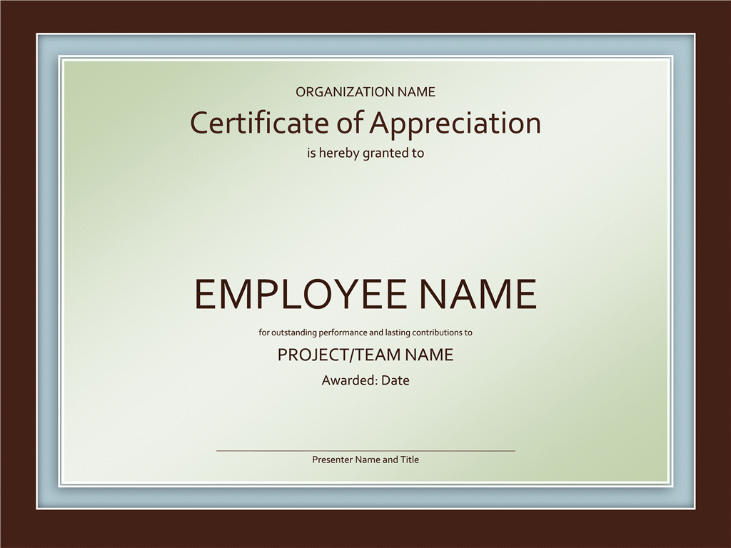 Excellent Employee Certificate Of Appreciation Template Regarding Employee Recognition Certificates Templates Free