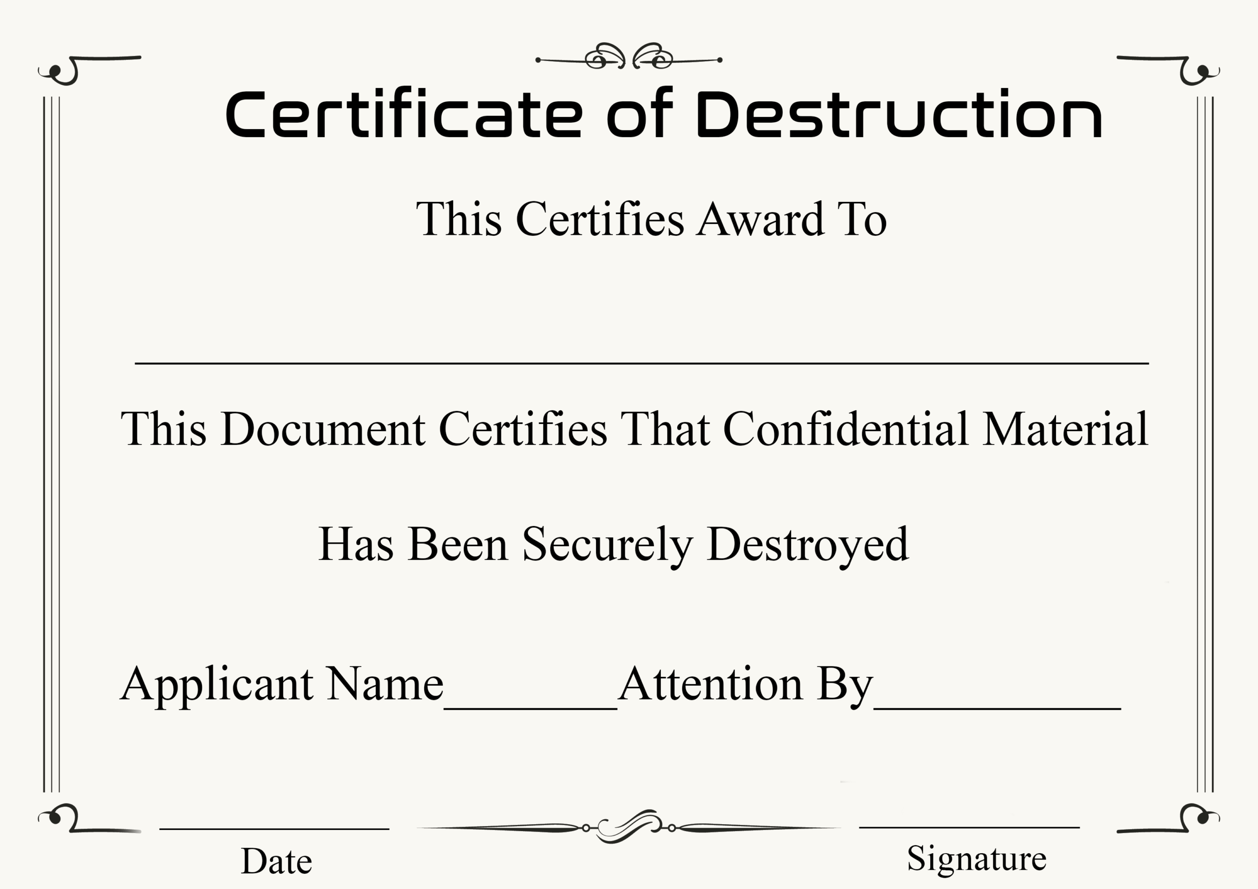 🥰5+ Free Certificate Of Destruction Sample Templates🥰 Inside Free Certificate Of Destruction Template