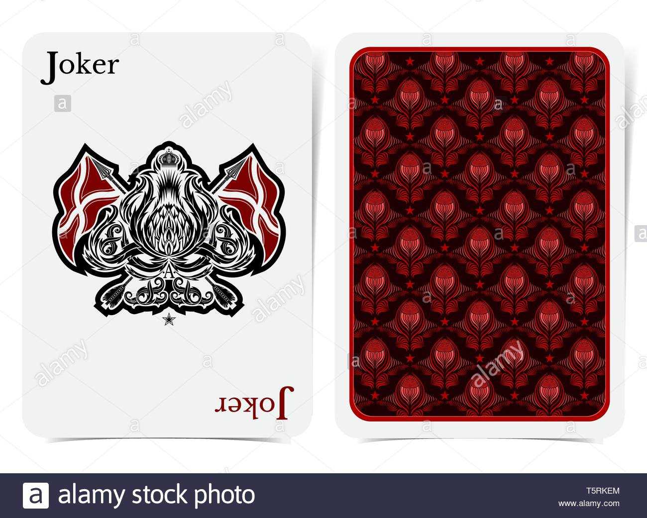 Face Of Joker Card Thistle Plant Pattern With Crossed Flags For Joker Card Template