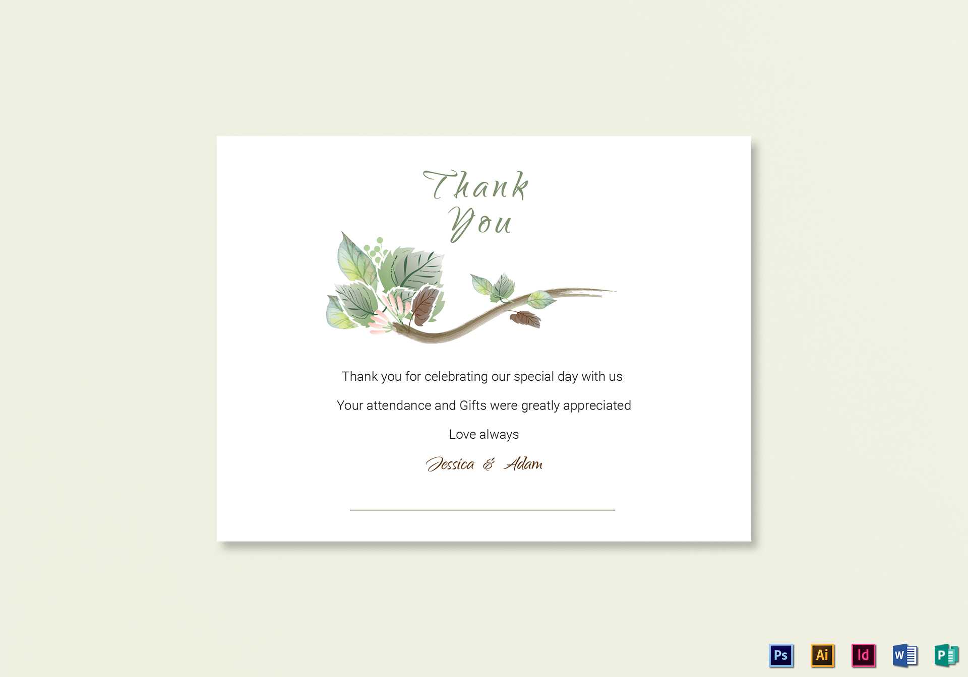 Fall Wedding Thank You Card Template With Regard To Template For Wedding Thank You Cards