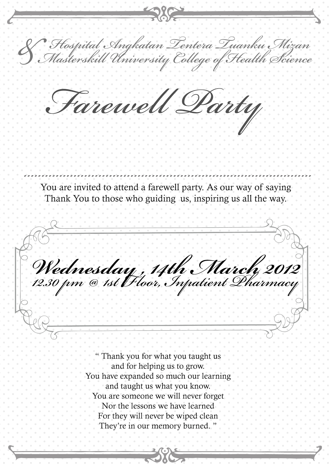 Farewell Party Invitation Cards For Farewell Invitation Card Template