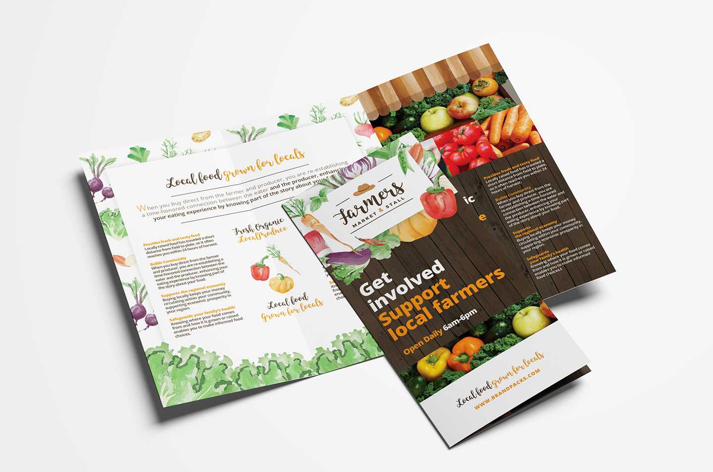 Farmers Market Tri Fold Brochure Template In Psd, Ai Within Nutrition Brochure Template