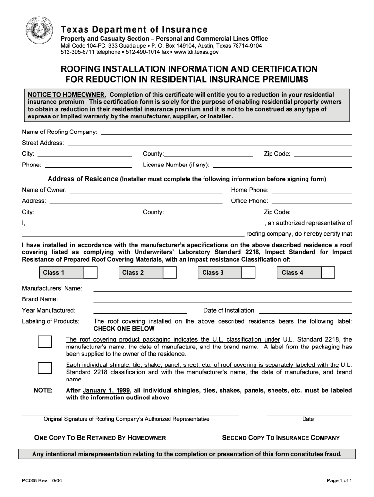 Fillable Hail Resistan Roof Certificate – Fill Online With Roof Certification Template