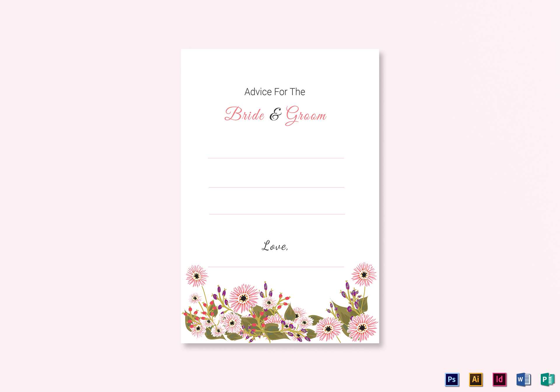 Floral Wedding Advice Card Template Inside Marriage Advice Cards Templates