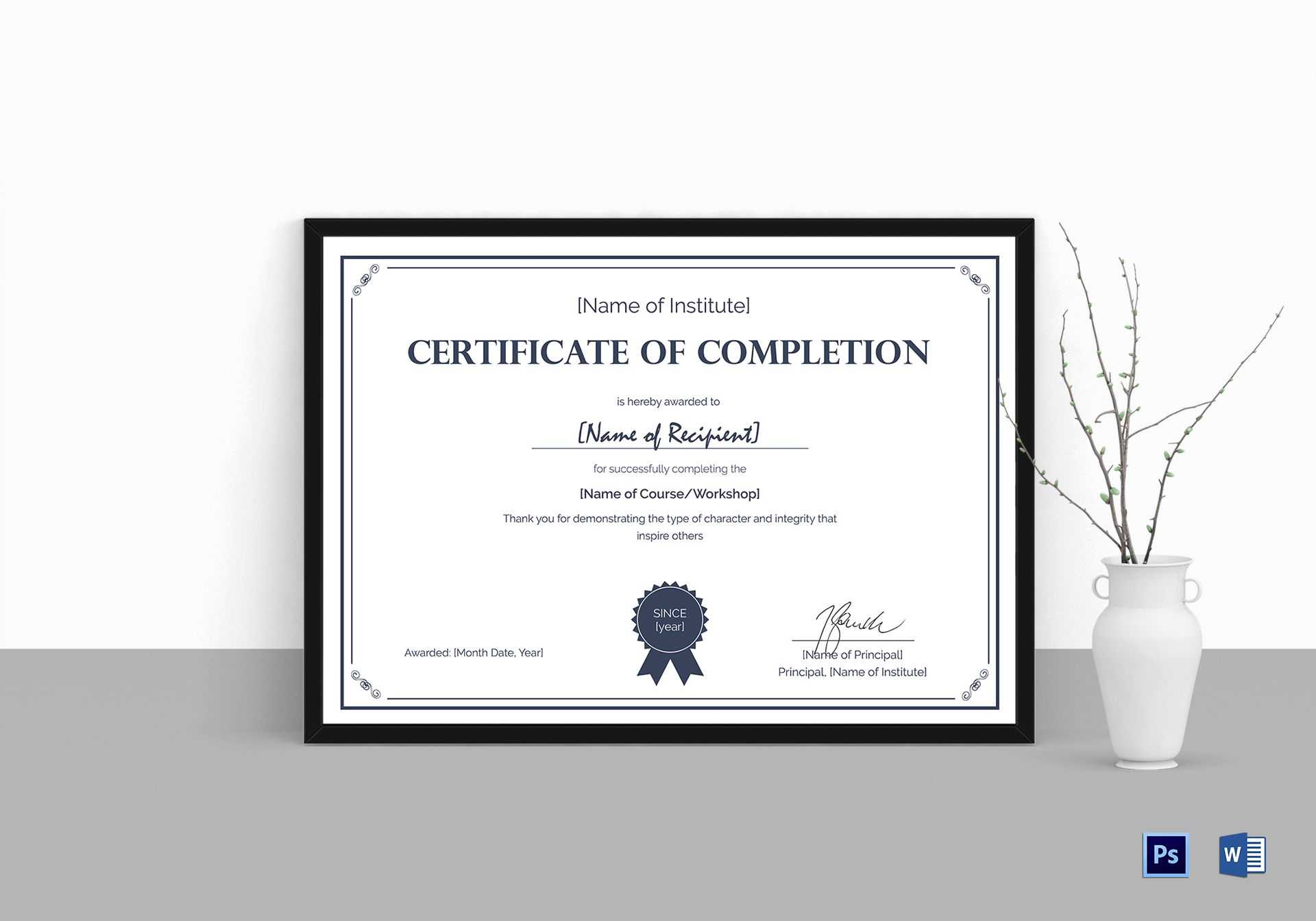 Formal Completion Certificate Template Within Mock Certificate Template