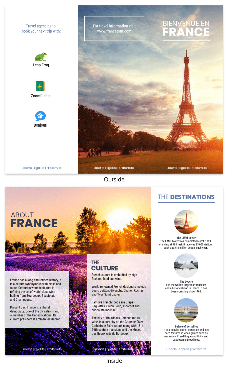 France Travel Tri Fold Brochure In Wine Brochure Template