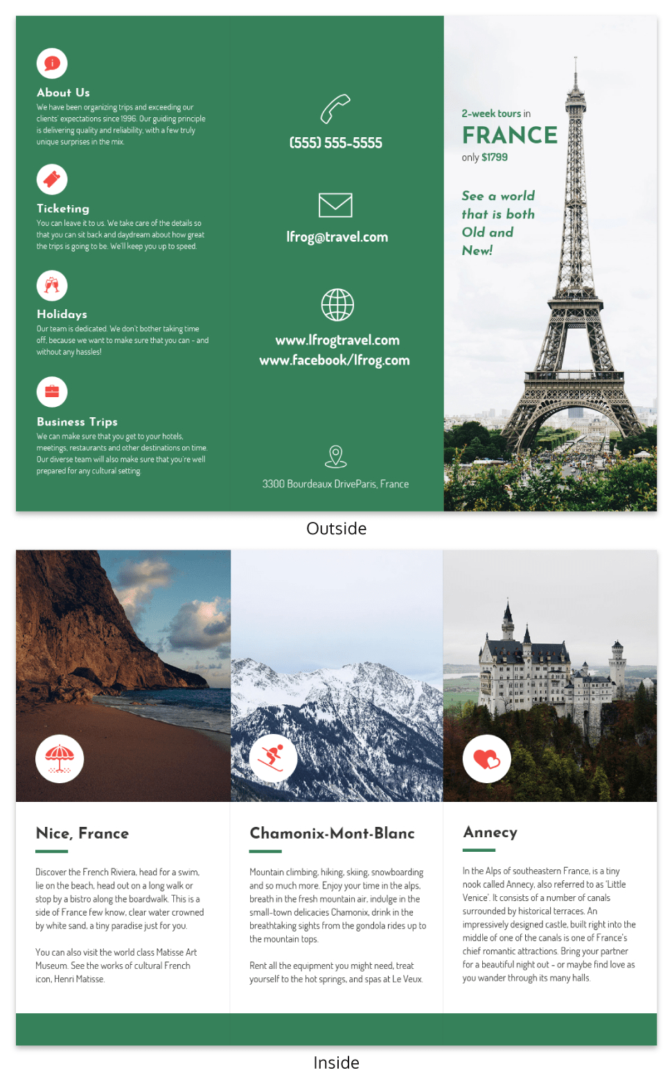 France Tri Fold Travel Brochure Throughout Travel Brochure Template For Students