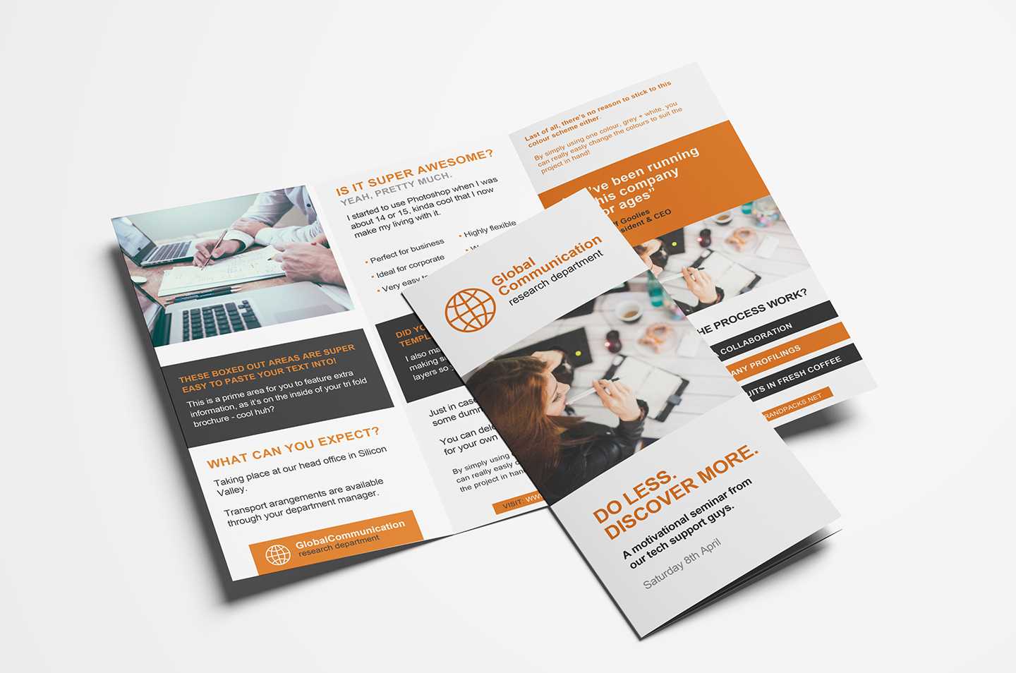 Free 3-Fold Brochure Template For Photoshop &amp; Illustrator in One Sided Brochure Template
