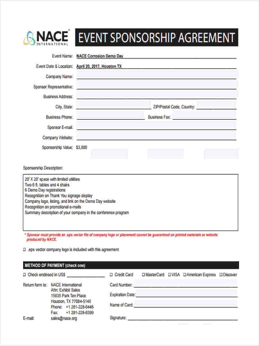 Free 6+ Sample Event Sponsorship Forms In Ms Word | Pdf Within Sponsor Card Template