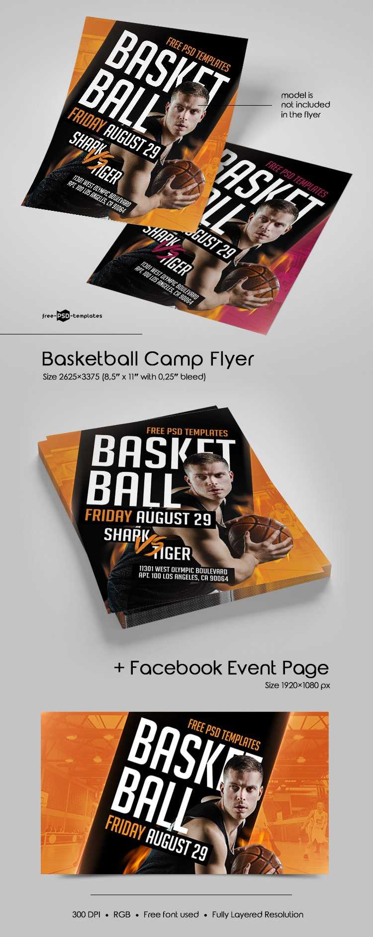 Free Basketball Camp Flyer In Psd | Free Psd Templates For Basketball Camp Brochure Template