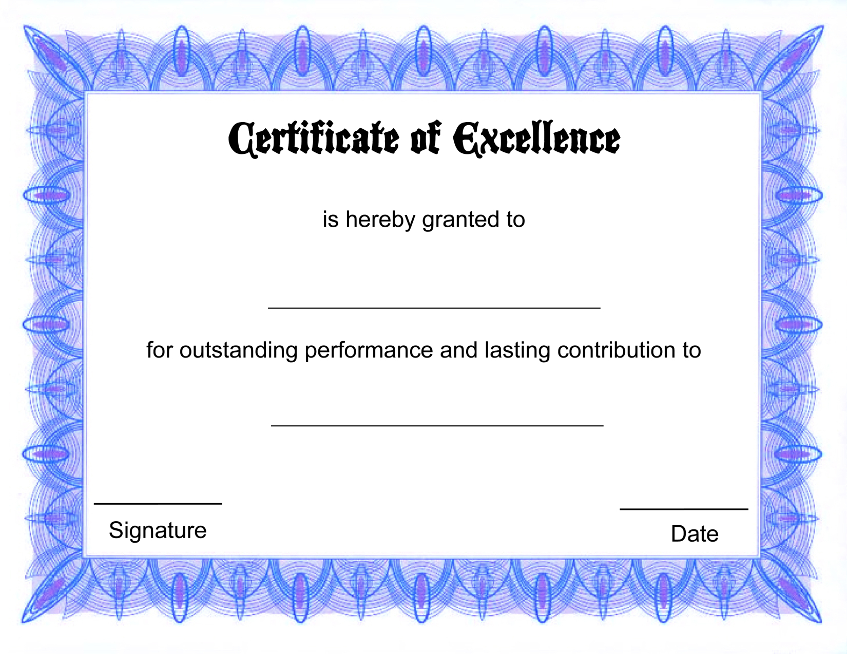 Free Certificate Of Excellence Template | Chainimage Within Free Certificate Of Excellence Template