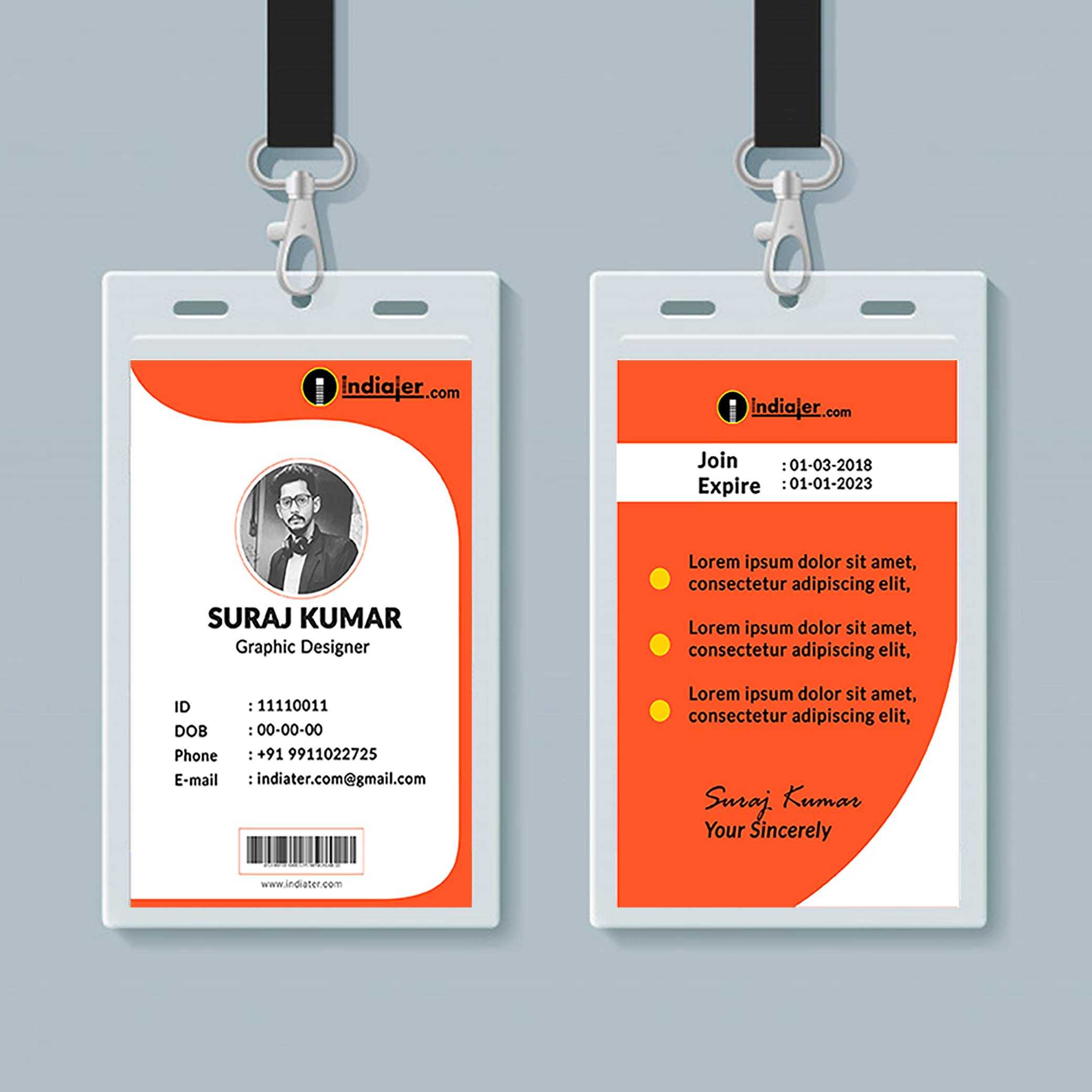 Free Creative Identity Card Design Template Psd – Indiater Pertaining To Media Id Card Templates
