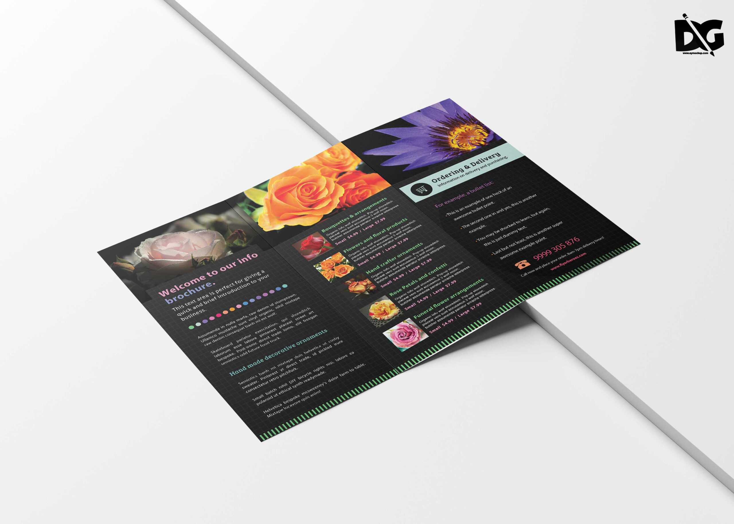 Free Download Psd Flower Shop Brochure Templates | Free Psd With Pop Up Brochure Template