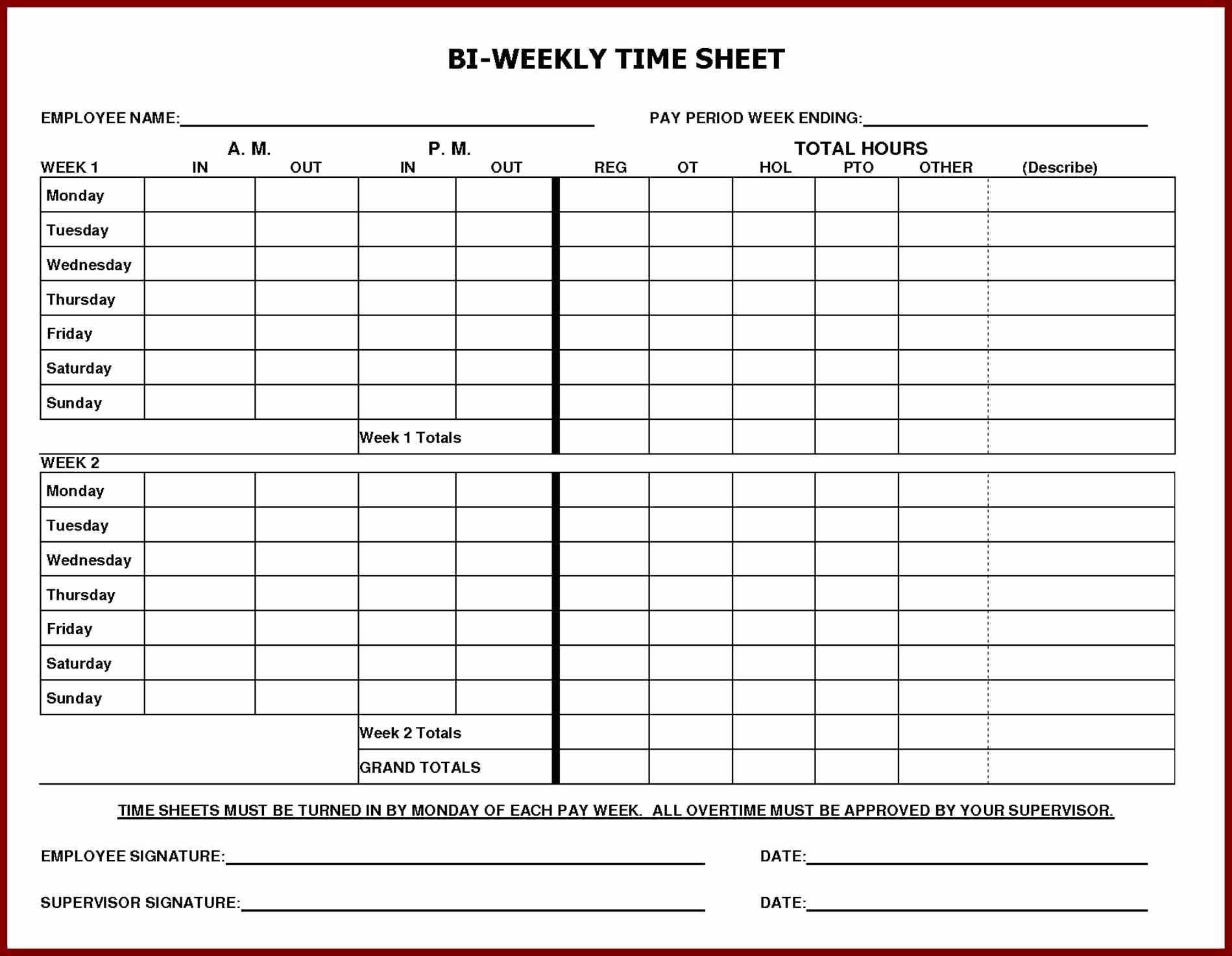 Free Employee Time Tracking Spreadsheet Printable Weekly For Weekly Time Card Template Free