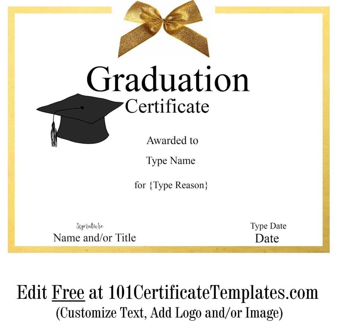 Free Graduation Certificate Template | Customize Online &amp; Print with Free Printable Graduation Certificate Templates