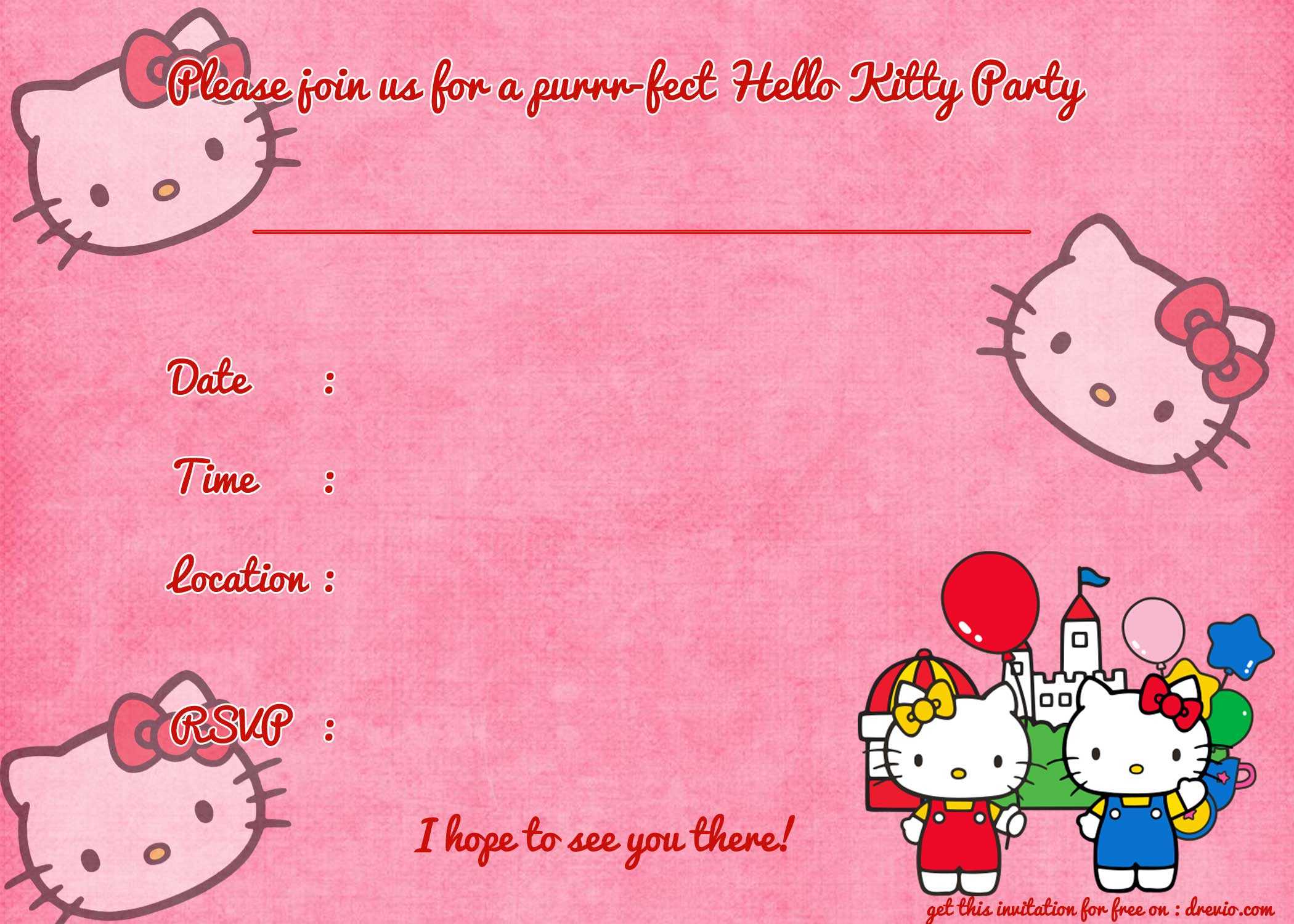 Free Hello Kitty Invitation Template – Karati.ald2014 Inside Hello Kitty Birthday Card Template Free