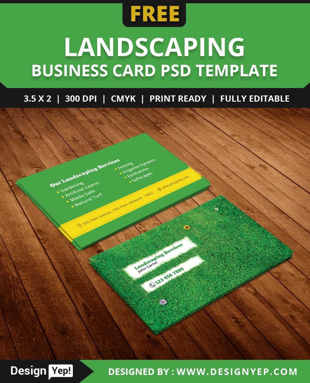 Free Landscaping Business Card Template Psd - Designyep With Landscaping Business Card Template