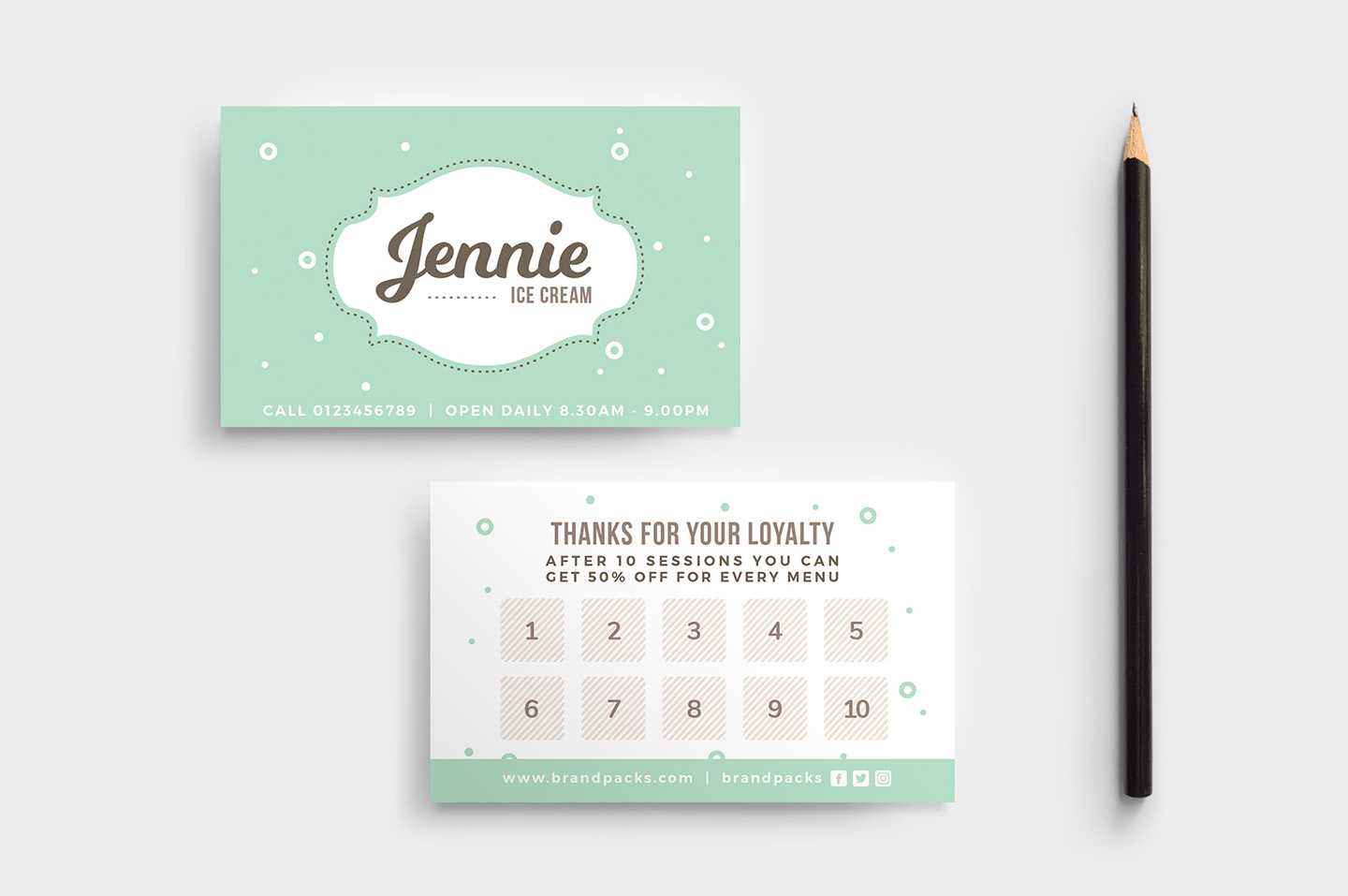 Free Loyalty Card Templates – Psd, Ai & Vector – Brandpacks Regarding Reward Punch Card Template