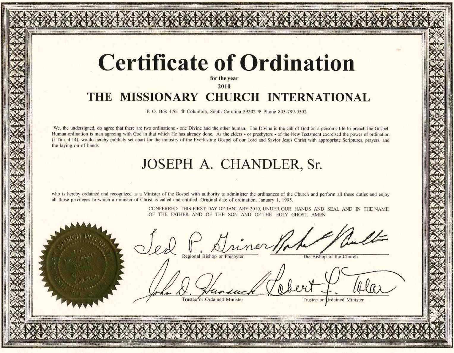 Free Ordination Certificate Template – Great Professional Regarding Certificate Of Ordination Template