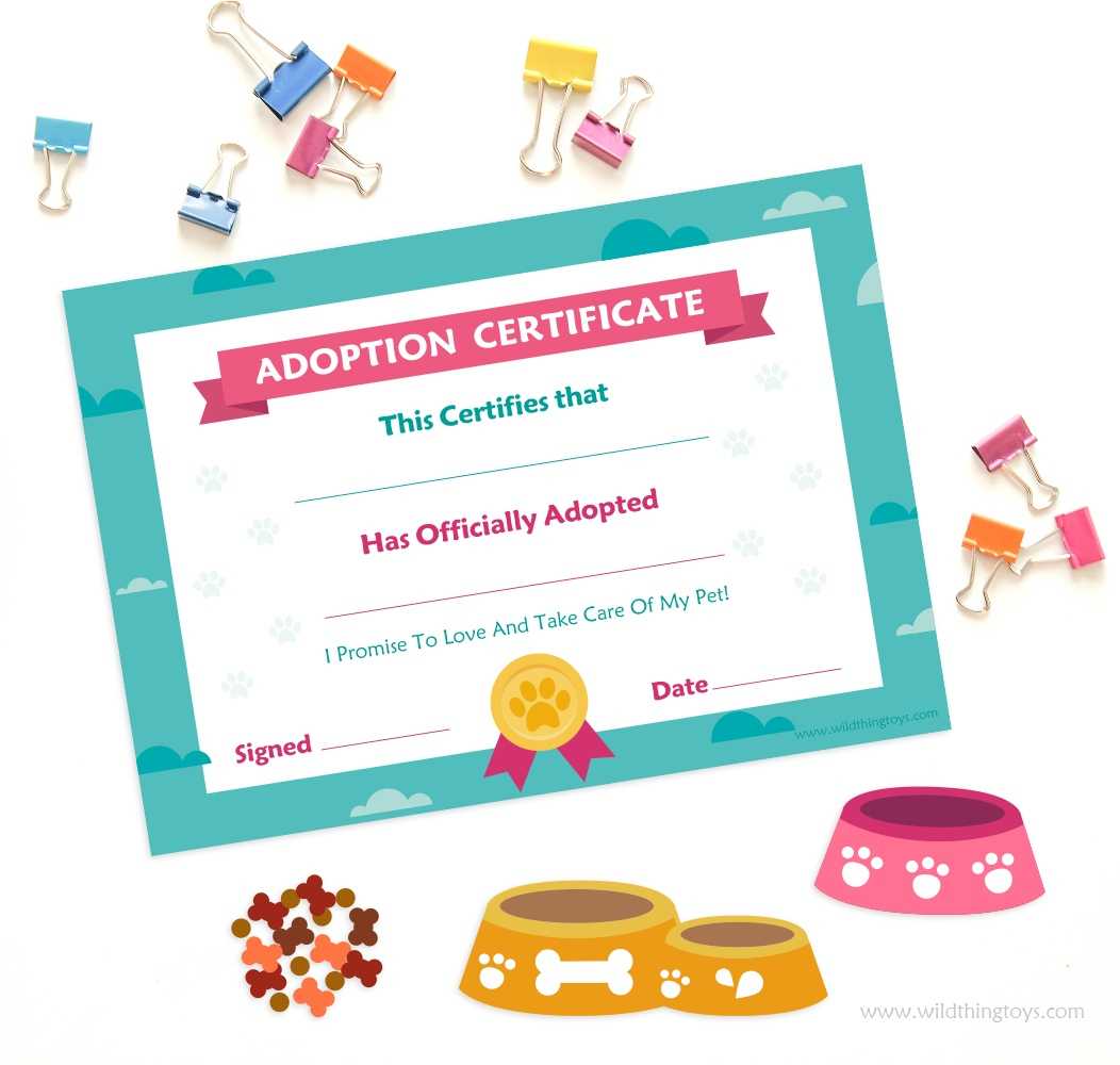 Free Pet Adoption Certificate – Wild Thing Toys Intended For Toy Adoption Certificate Template