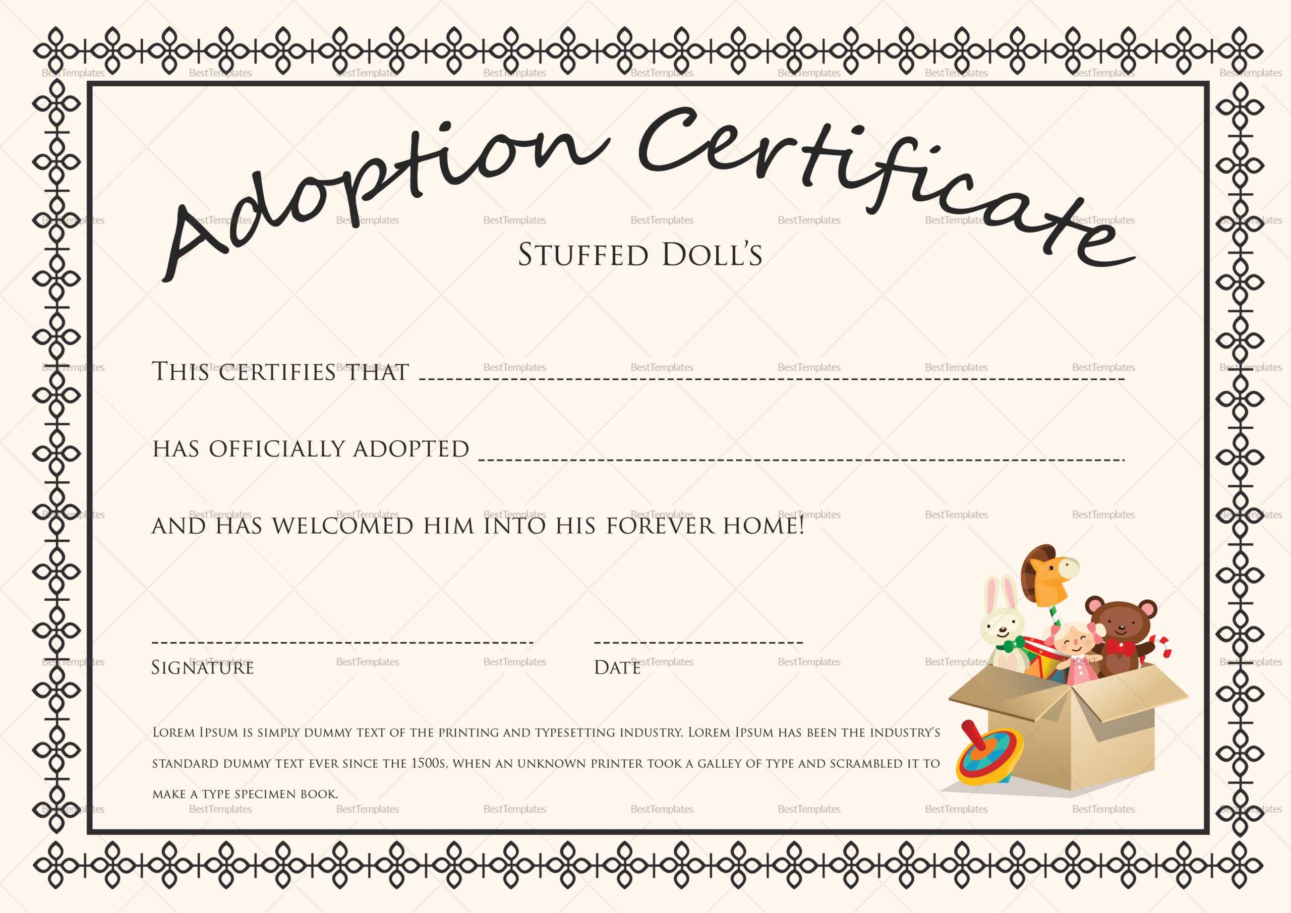 Free Printable Blank Baby Birth Certificates Templates With Regard To Baby Doll Birth Certificate Template