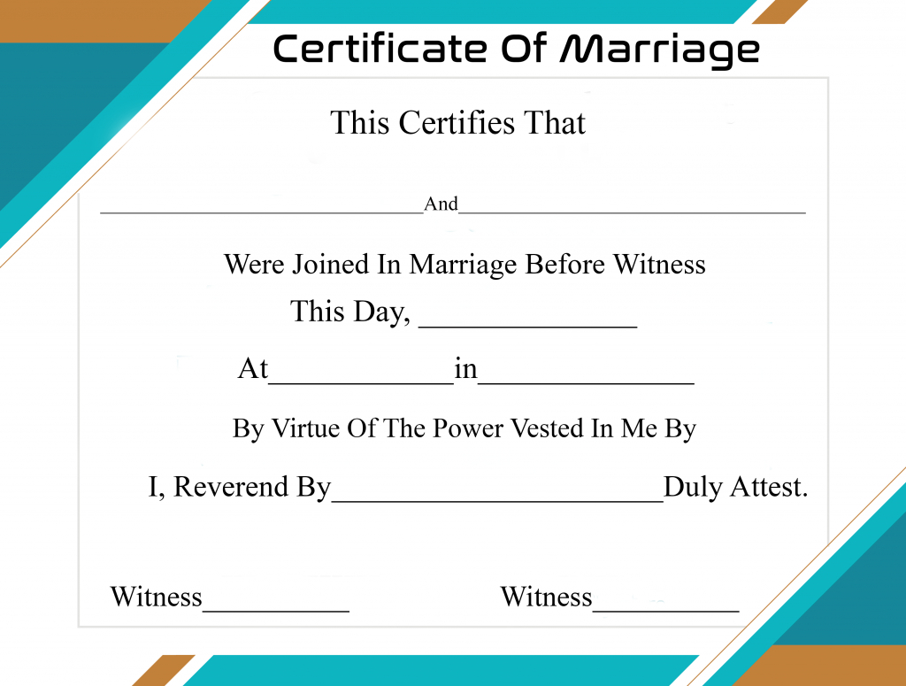Free Printable Certificate Of Marriage Template Regarding Blank Marriage Certificate Template