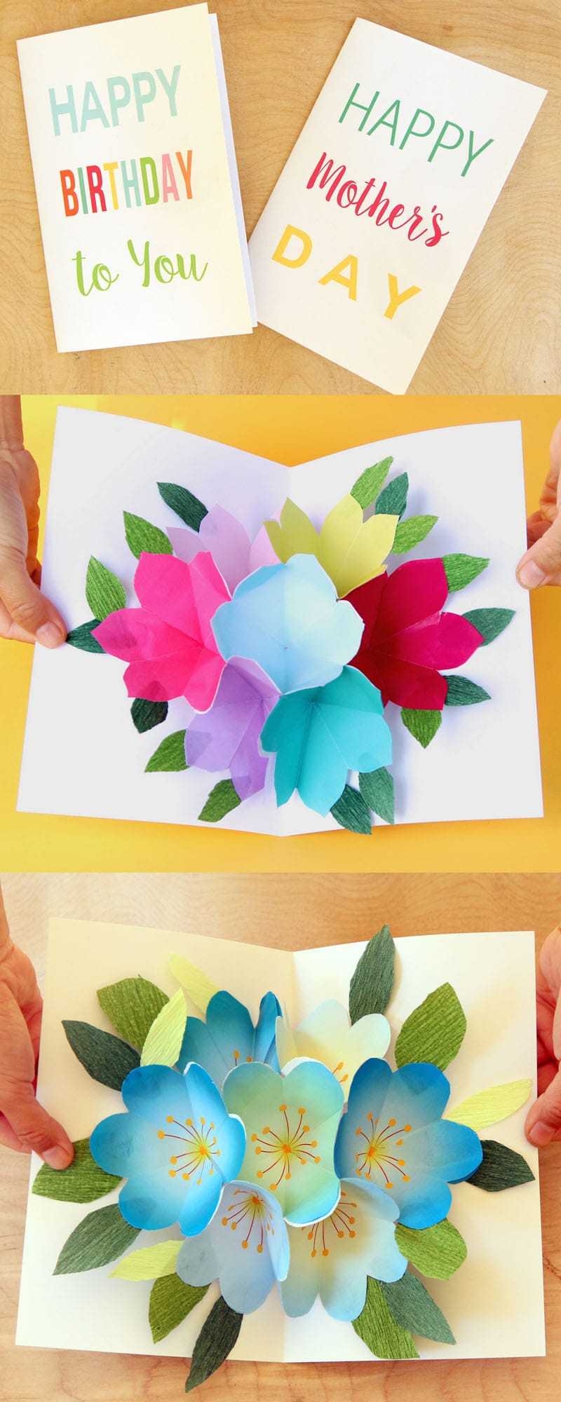 Free Printable Happy Birthday Card With Pop Up Bouquet – A With Happy Birthday Pop Up Card Free Template