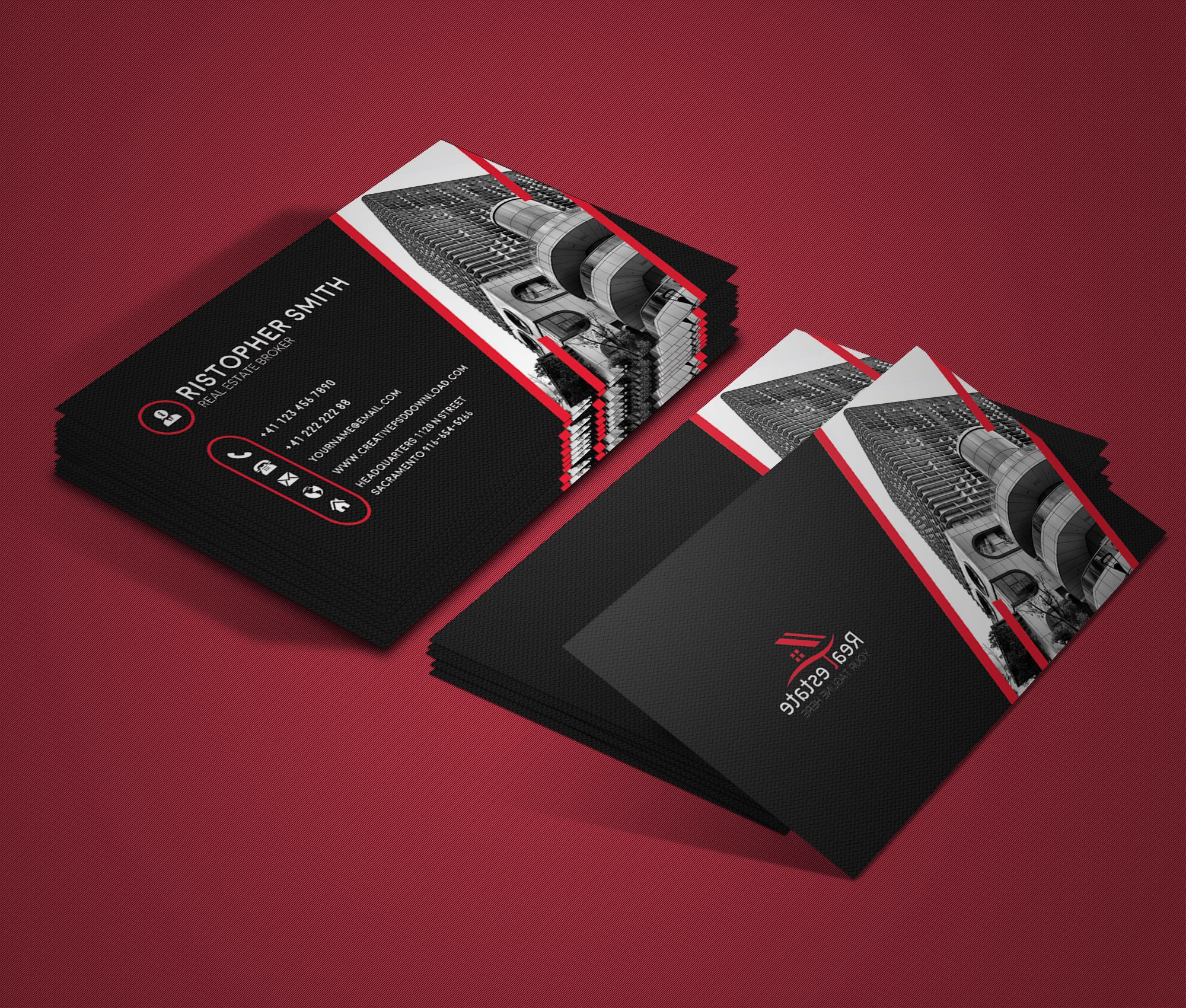 Free Real Estate Business Card Psd Template With Real Estate Business Cards Templates Free