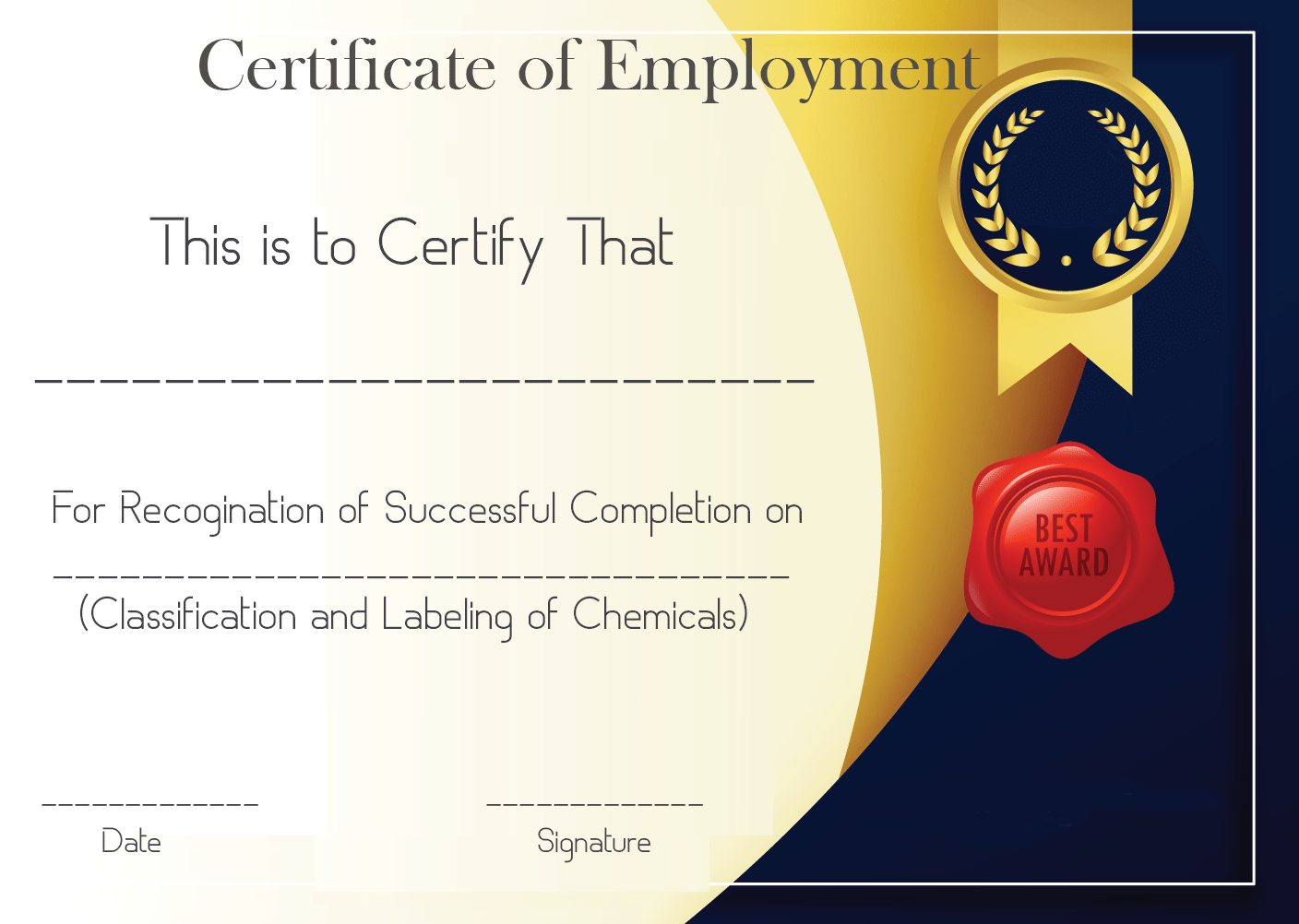 Free Sample Certificate Of Employment Template | Certificate With Regard To Good Job Certificate Template