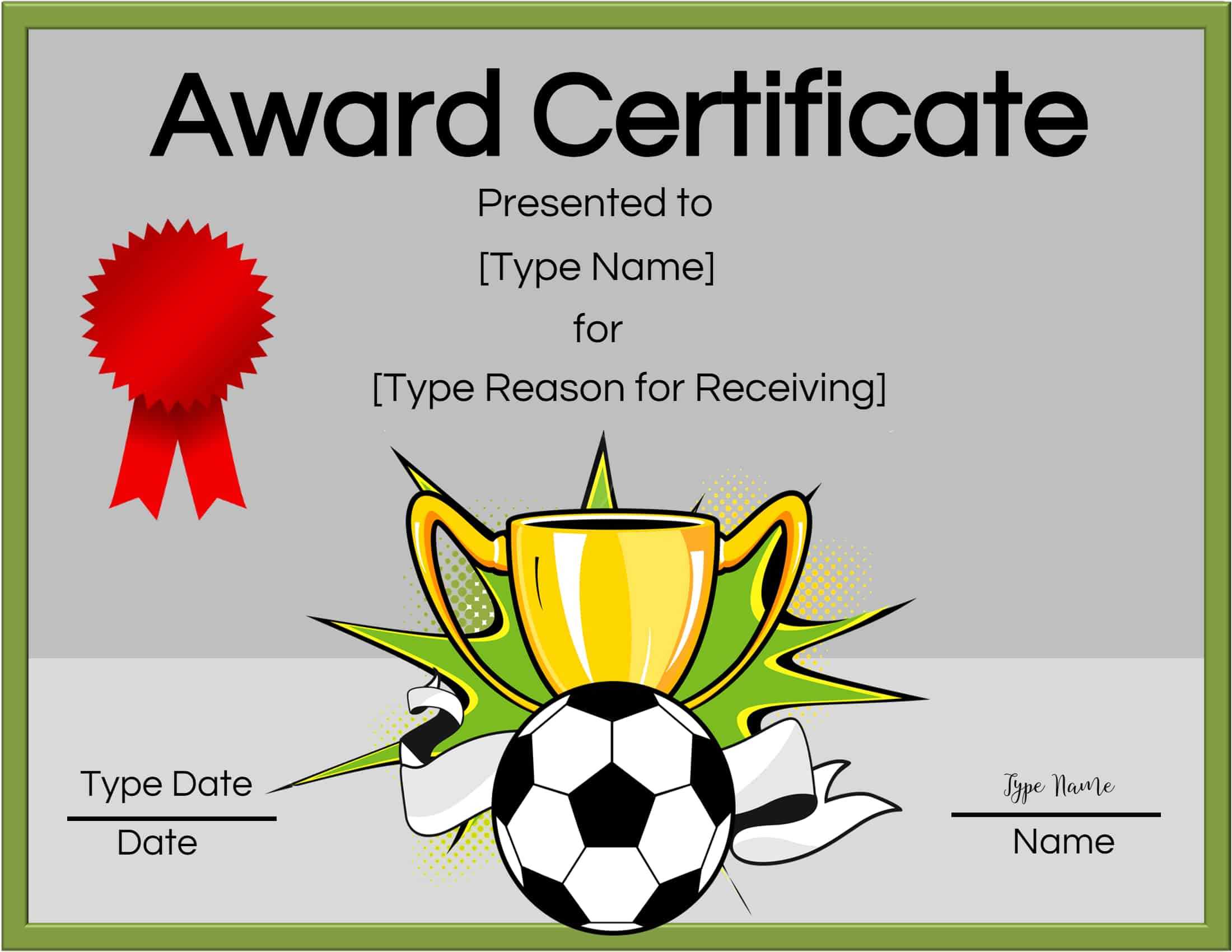 Free Soccer Certificate Maker | Edit Online And Print At Home Inside Soccer Certificate Template Free