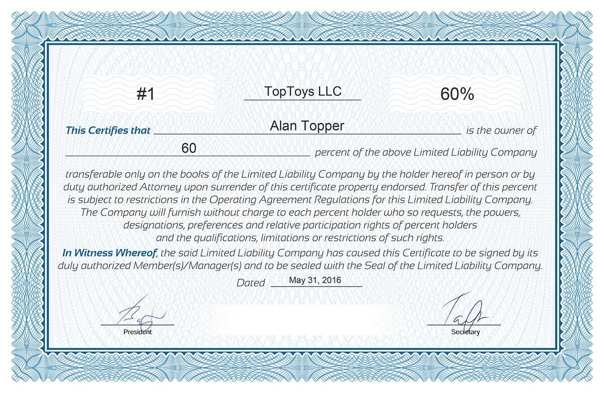 Free Stock Certificate Online Generator Within Llc Membership Certificate Template