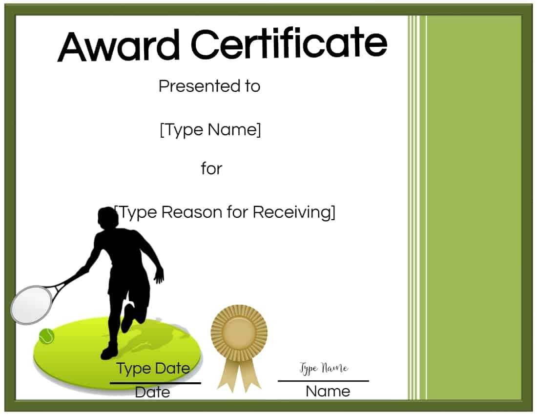 Free Tennis Certificates | Edit Online And Print At Home Inside Walking Certificate Templates