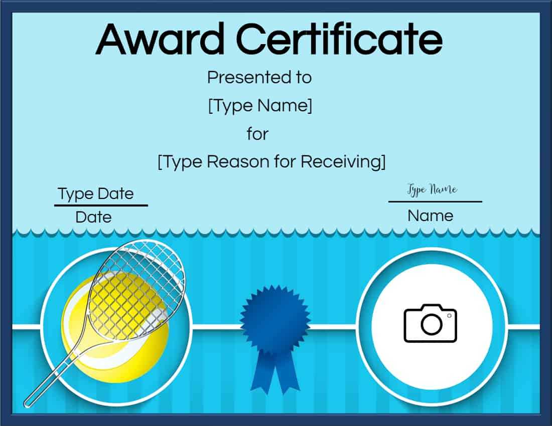 Free Tennis Certificates | Edit Online And Print At Home Regarding Tennis Certificate Template Free