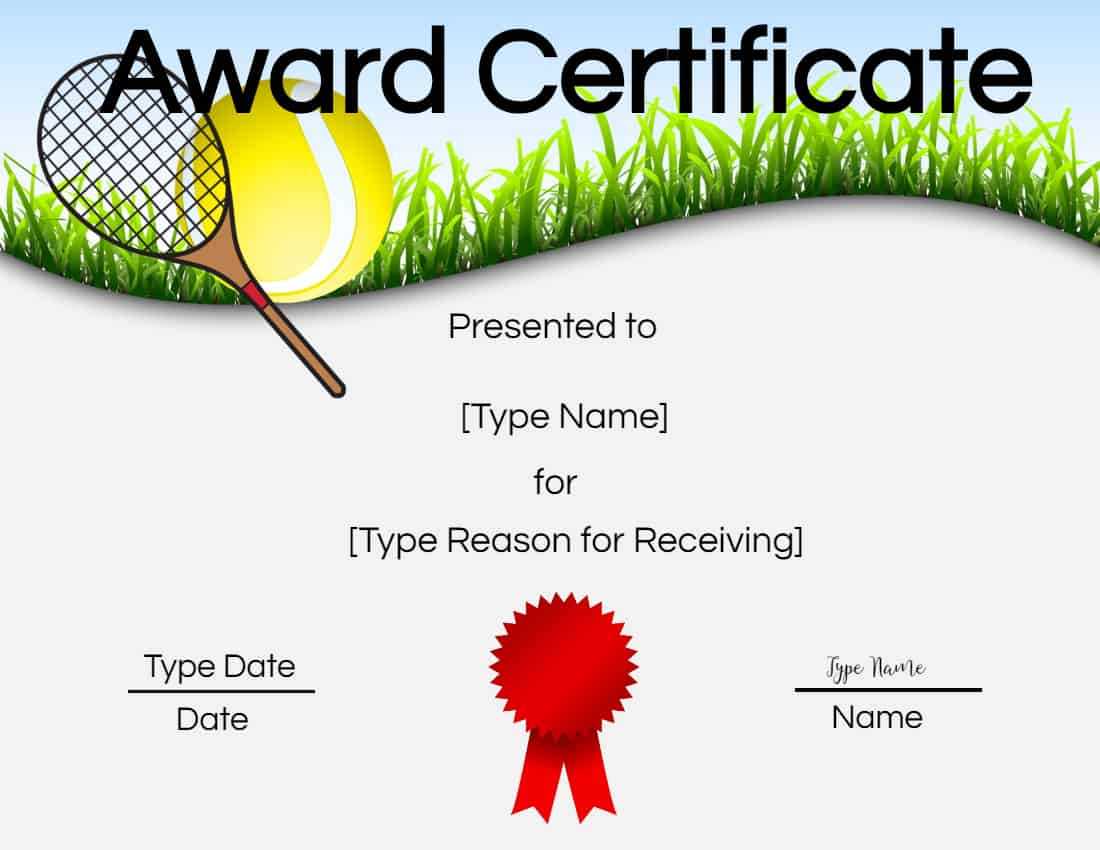 Free Tennis Certificates | Edit Online And Print At Home Throughout Tennis Certificate Template Free
