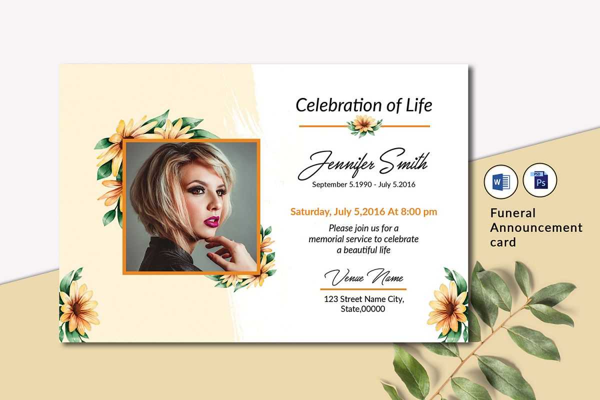 Funeral Announcement Invitation Card Template Pertaining To Funeral Invitation Card Template