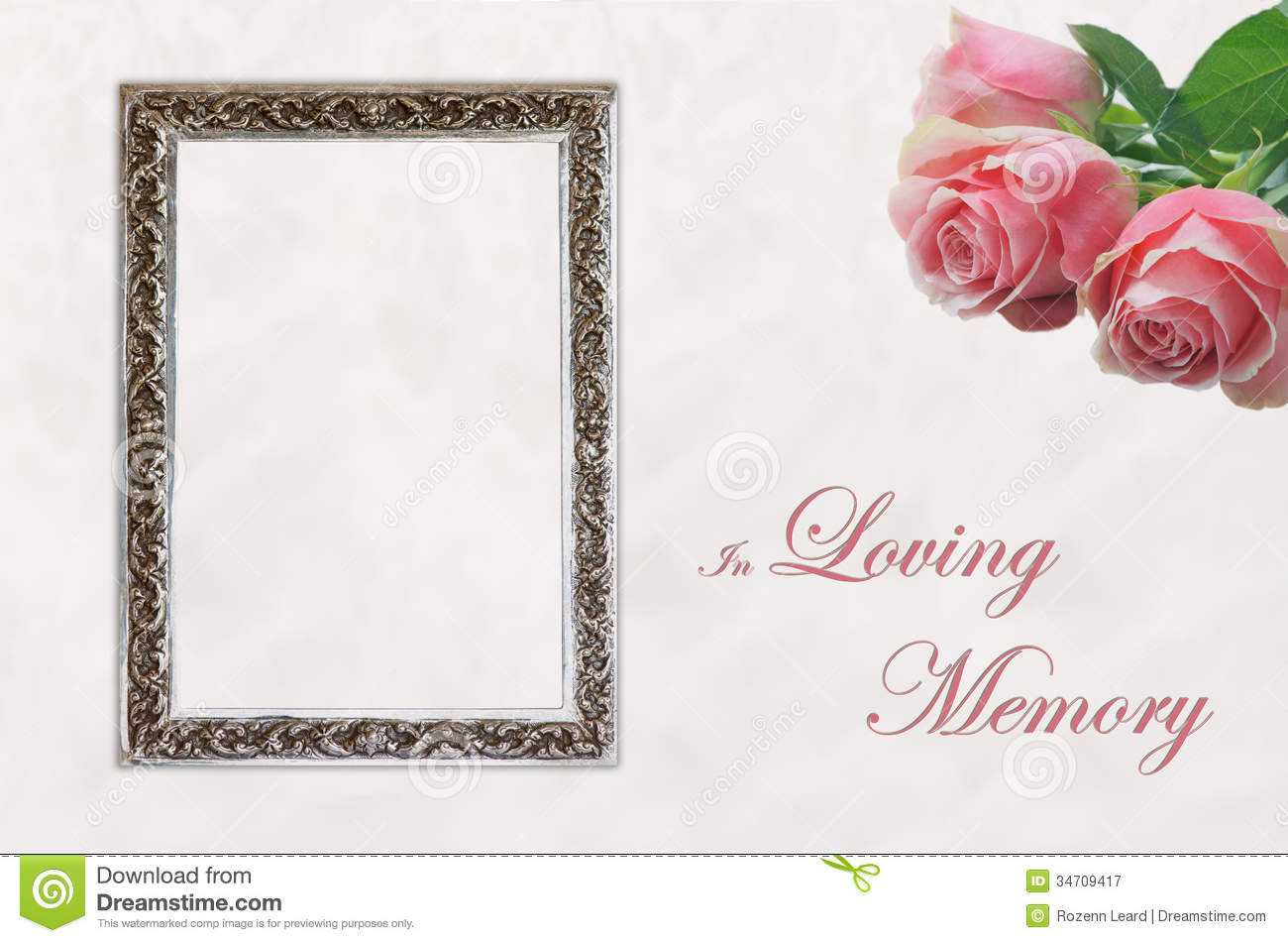 Funeral Eulogy Card Stock Image. Image Of Loving, Flowers Pertaining To In Memory Cards Templates