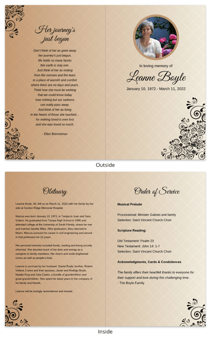 Funeral Program Template Within Memorial Brochure Template