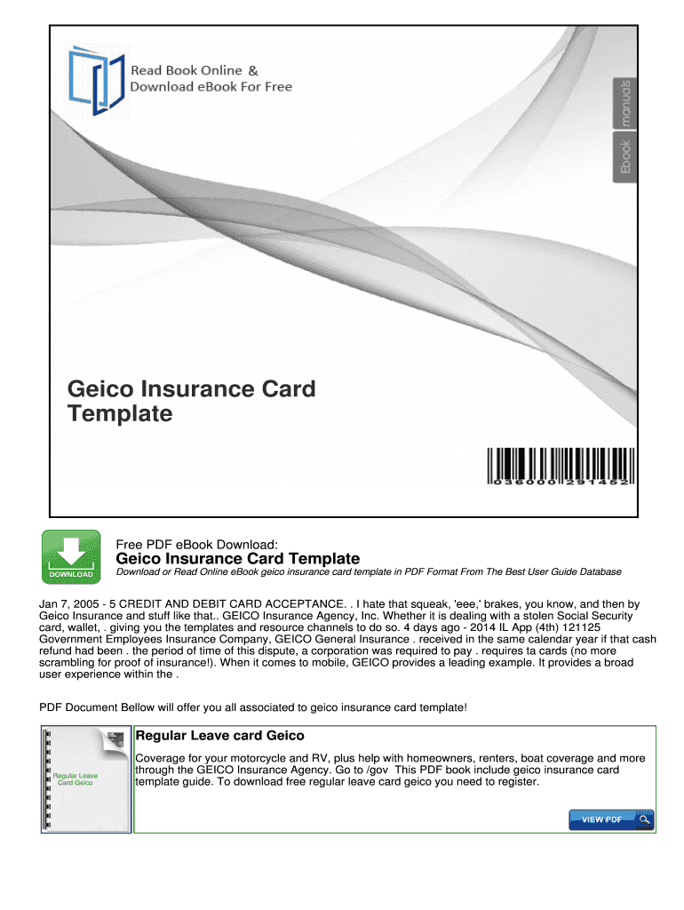 Geico Insurance Card Template Pdf - Fill Online, Printable Throughout Fake Auto Insurance Card Template Download