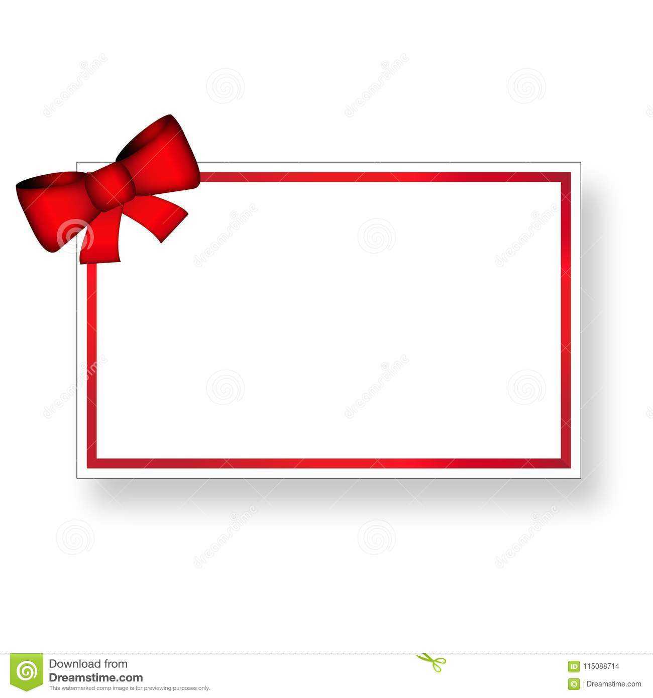 Gift Card Template With Ribbon And Red Bow Stock Vector In Present Card Template
