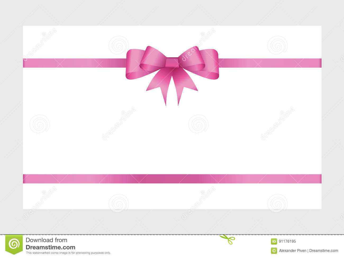 Gift Card With Pink Ribbon And A Bow Stock Vector Pertaining To Pink Gift Certificate Template